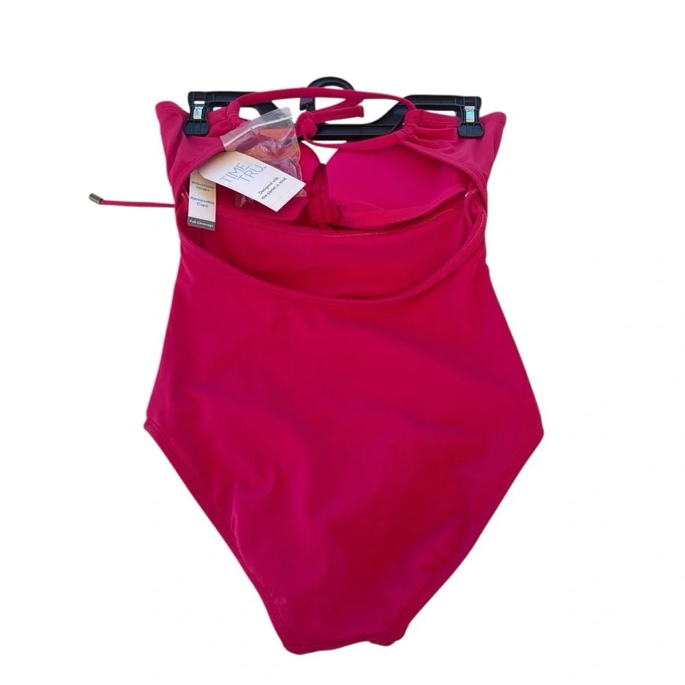 Time and Tru Pink Cutout One Piece Swimsuit size S(4-6) and 1X(16W-18W) New